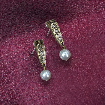 Vintage Art Deco Pearl Crystal Earrings
