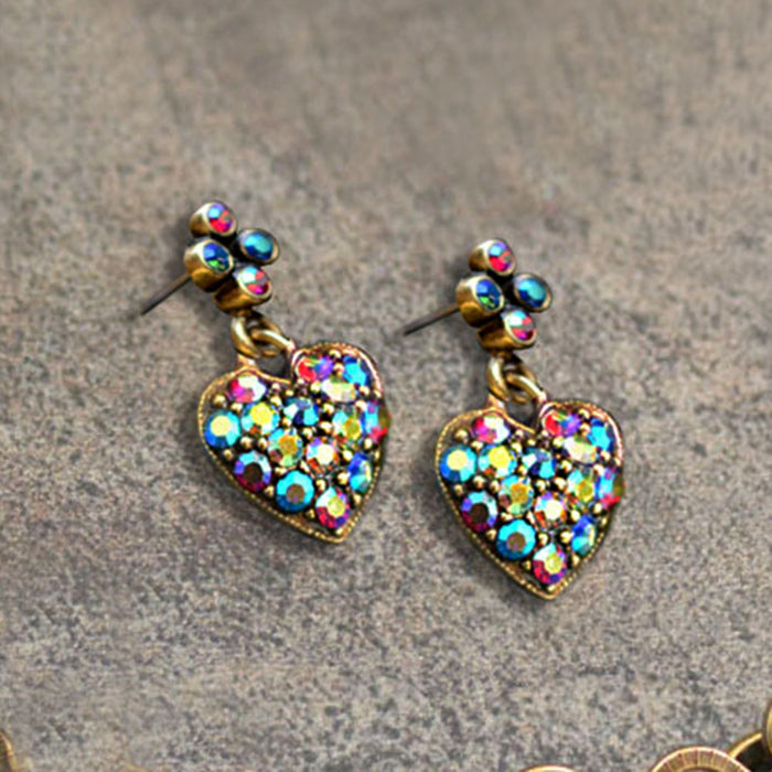 Millefiori Glass Hearts Charm Bracelet and Earrings SET