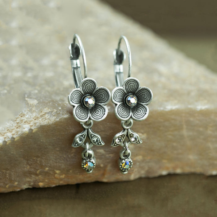 Silver Forget-me-not Flower Earrings E347 - Sweet Romance Wholesale