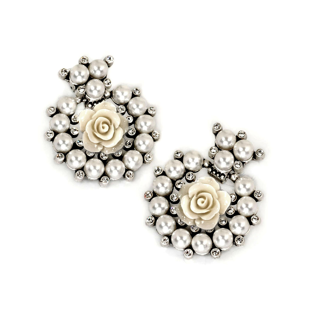 Pearls and Roses Statement Earrings E501-PR