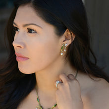 Load image into Gallery viewer, Lily of the Valley Art Nouveau Pearl Flower Wedding Earrings E586