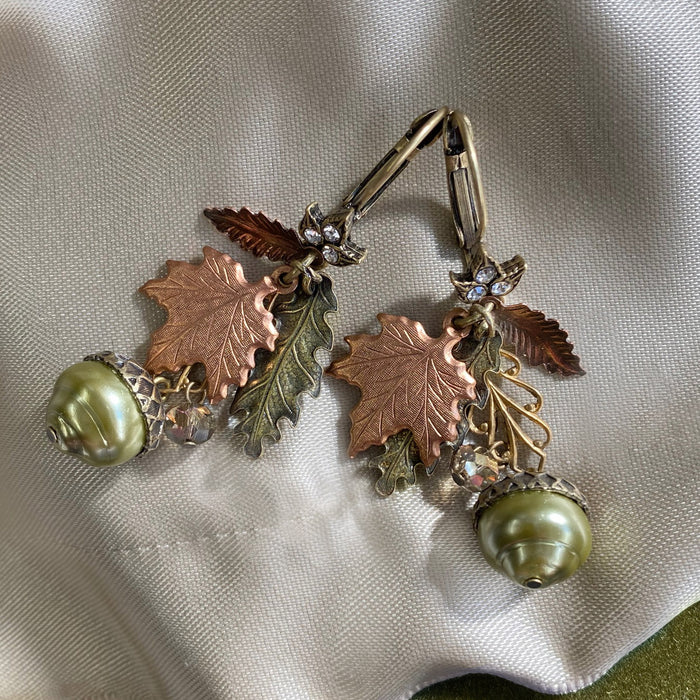 Autumn Leaves & Acorn Earrings  E648L