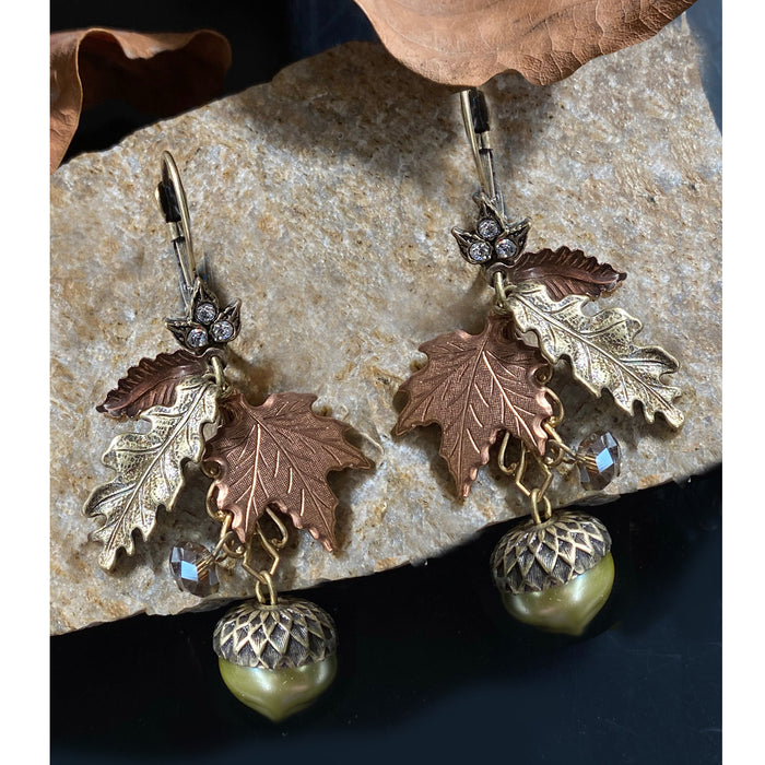 Autumn Leaves & Acorn Earrings  E648L