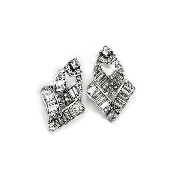 Art Deco Vee Baguette Crystal Earrings E763