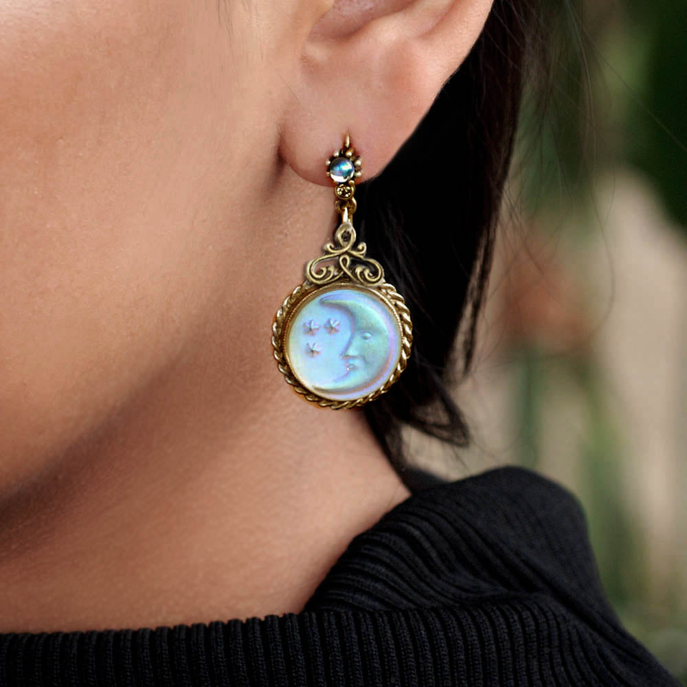 Iridescent Moon Earrings E918