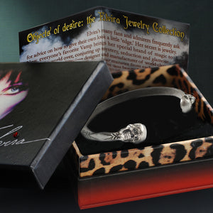 Elvira's Skull Tipped Skinny Cuff Gothic Bracelet