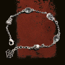 Load image into Gallery viewer, Elvira&#39;s Tiny Skulls and Jewels Chain Bracelet BR121