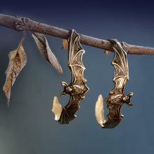 Load image into Gallery viewer, Elvira&#39;s Bat Hoop Earrings EL_E103