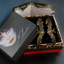 Load image into Gallery viewer, Elvira&#39;s Bat Hoop Earrings EL_E103