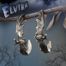Load image into Gallery viewer, Elvira&#39;s Bat Hoop Earrings EL_E103