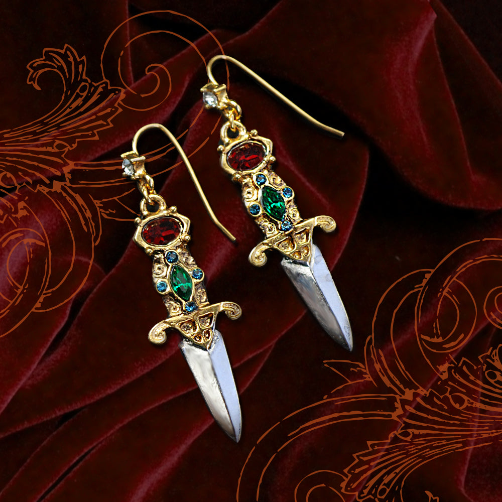 Gothic Jewel Dagger Earrings SRE_E105