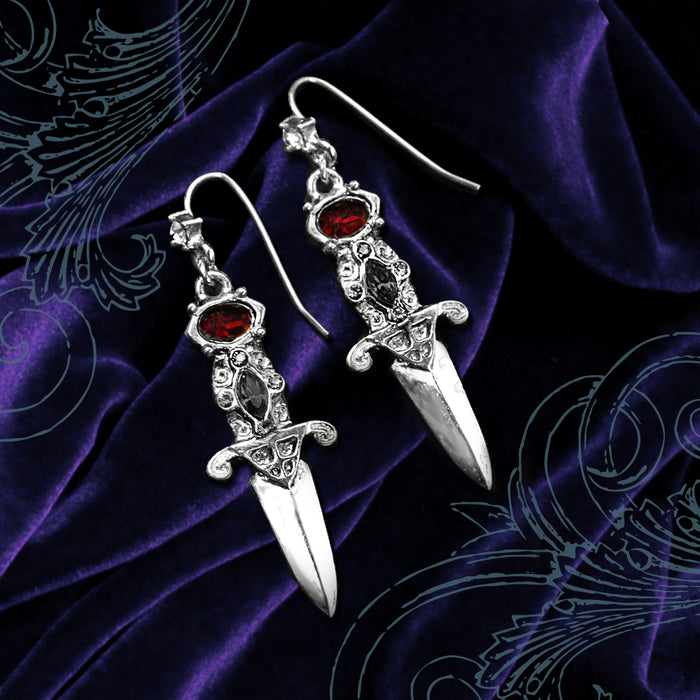Gothic Jewel Dagger Earrings E_E105