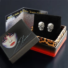 Load image into Gallery viewer, Elvira&#39;s Skull Stud Earrings
