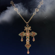 Load image into Gallery viewer, Elvira&#39;s Gothic Jewel Cross Necklace