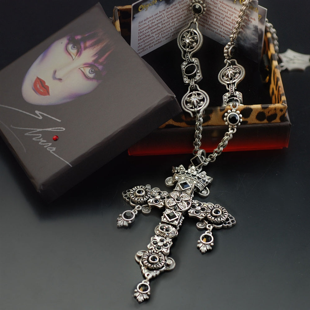 Elvira's Gothic Jewel Cross Necklace