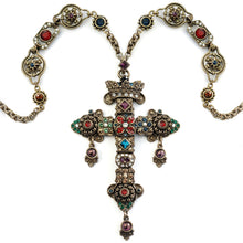 Load image into Gallery viewer, Elvira&#39;s Gothic Jewel Cross Necklace