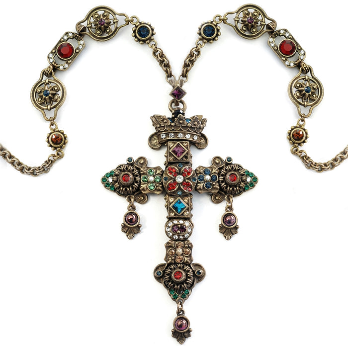Elvira's Gothic Jewel Cross Necklace