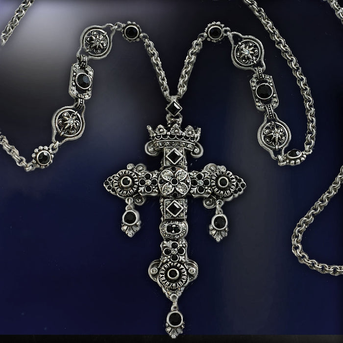 Elvira's Gothic Jewel Cross Necklace