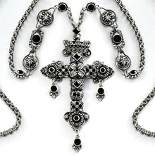 Load image into Gallery viewer, Elvira&#39;s Gothic Jewel Cross Necklace
