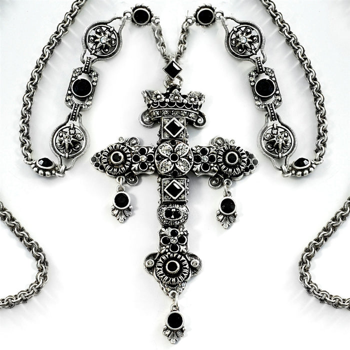 Elvira's Gothic Jewel Cross Necklace