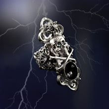 Load image into Gallery viewer, Elvira&#39;s Skull &amp; Crossbones Ring