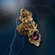 Load image into Gallery viewer, Elvira&#39;s Skull &amp; Crossbones Ring