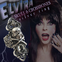 Load image into Gallery viewer, Elvira&#39;s Skull &amp; Crossbones Ring EL_R112