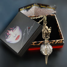 Load image into Gallery viewer, Elvira&#39;s Cat on a Crystal Ball Necklace EL_N117