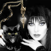 Load image into Gallery viewer, Elvira&#39;s Cat on a Crystal Ball Necklace EL_N117