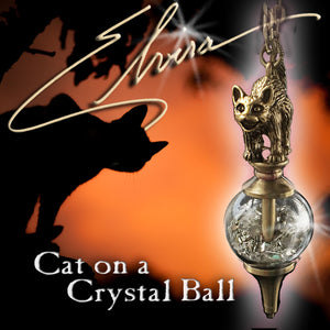 Elvira's Cat on a Crystal Ball Necklace EL_N117