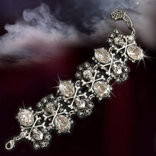 Load image into Gallery viewer, Elvira&#39;s Skulls and Roses Gothic Bracelet