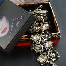 Load image into Gallery viewer, Elvira&#39;s Skulls and Roses Gothic Bracelet