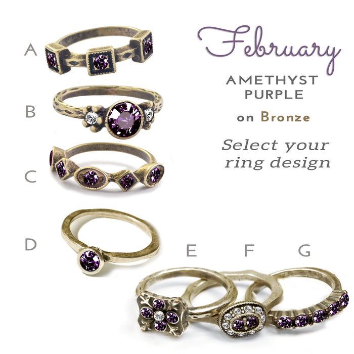 Stackable February Birthstone Ring - Amethyst Purple