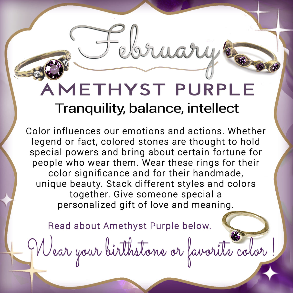 Stackable February Birthstone Ring - Amethyst Purple