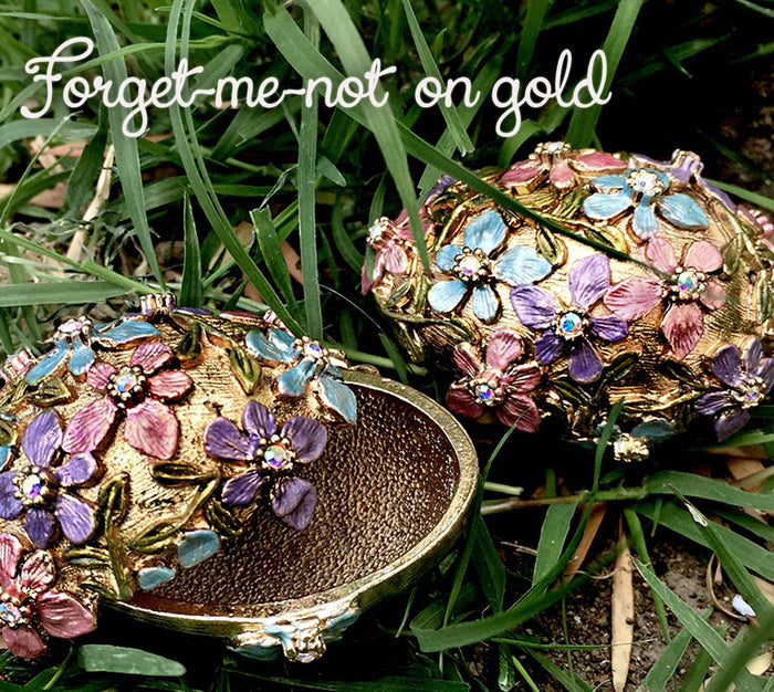 Gold Forget Me Not Easter Egg Miniature Box  BX02