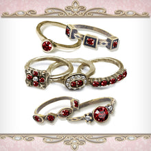Load image into Gallery viewer, Garnet Red Crystal Stacking Rings