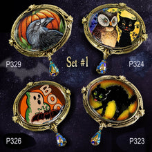 Load image into Gallery viewer, Witch and Moon Retro Halloween Pin