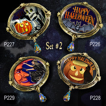 Load image into Gallery viewer, Skeleton and Pumpkin Retro Halloween Pin