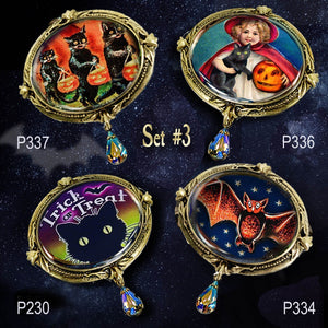 Witch and Moon Retro Halloween Pin