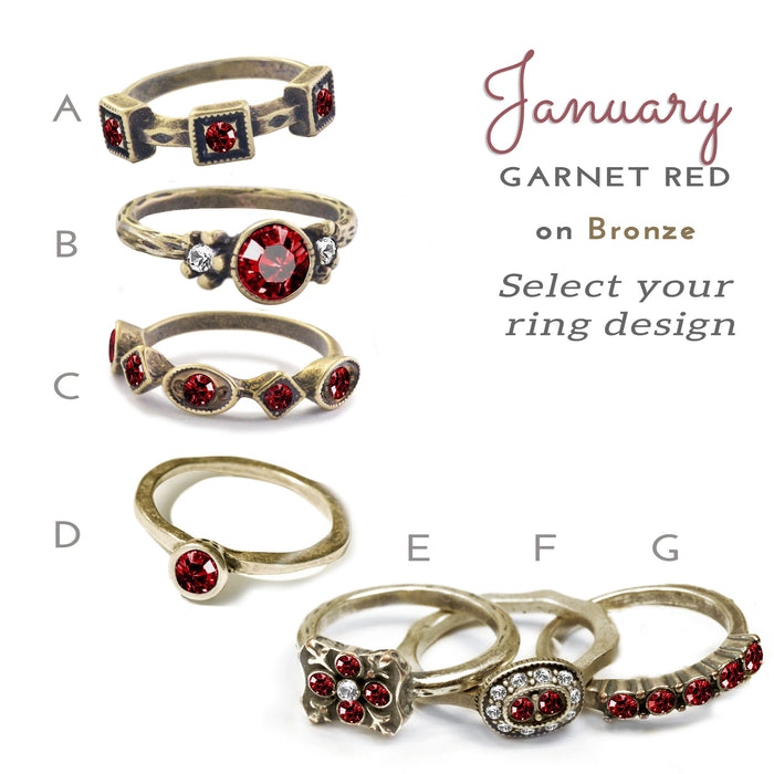 Stackable January Birthstone Ring - Garnet