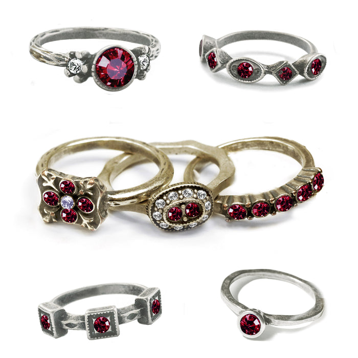 Stackable July Birthstone Ring - Ruby Red