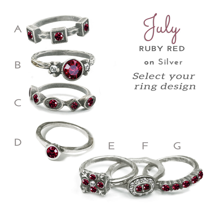 Stackable July Birthstone Ring - Ruby Red