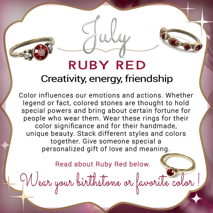 Stackable July Birthstone Ring - Ruby Red