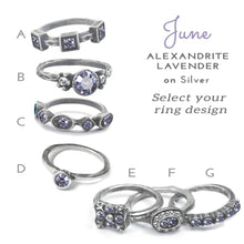 Load image into Gallery viewer, Stackable June Birthstone Ring - Alexandrite Lavender