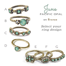 Load image into Gallery viewer, Stackable June Birthstone Ring - Pacific Opal