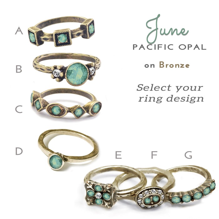Stackable June Birthstone Ring - Pacific Opal