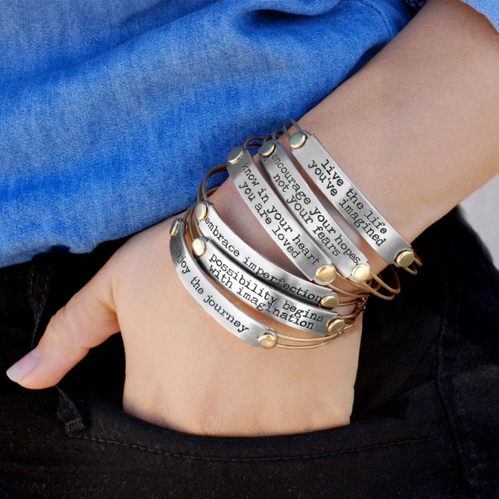 Inspirational Message Bar Bangle Bracelets