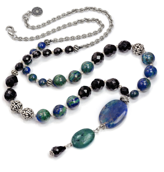 Long Gemstone Bead Pendant Necklace