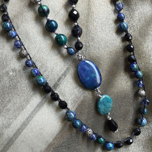 Long Gemstone Bead Pendant Necklace