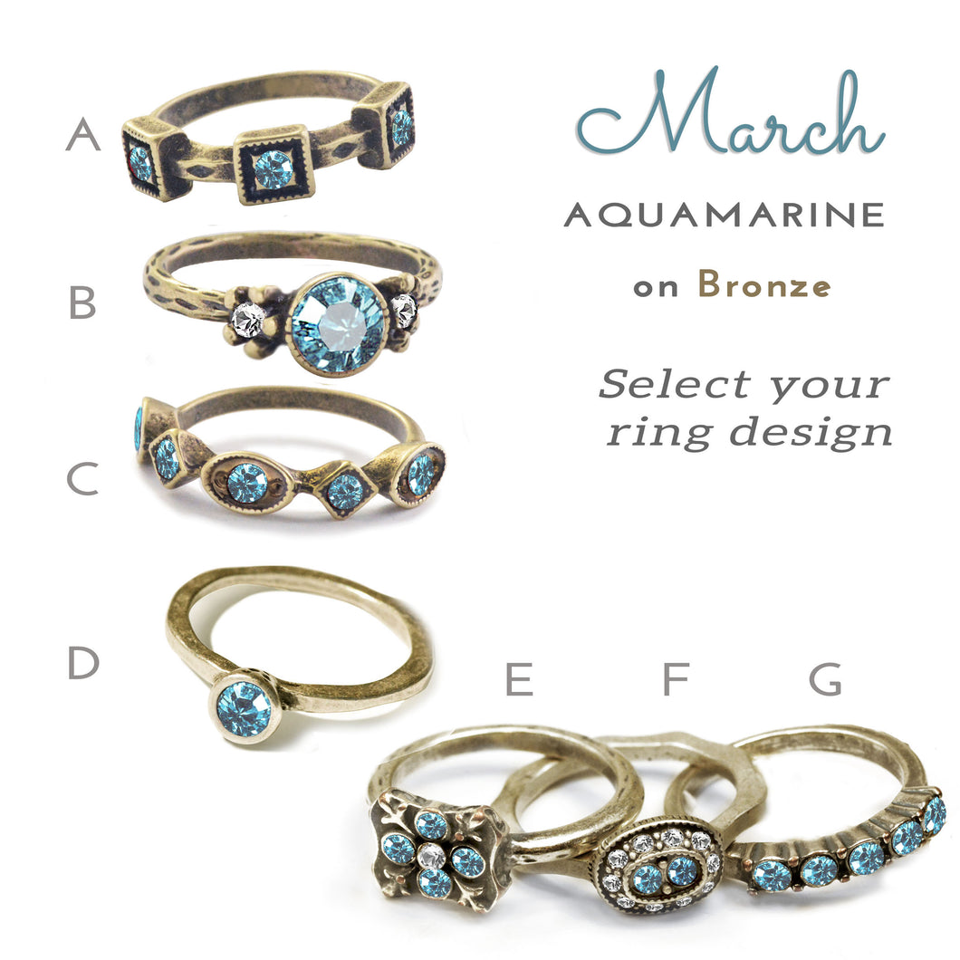 Stackable March Birthstone Ring - Aquamarine Blue